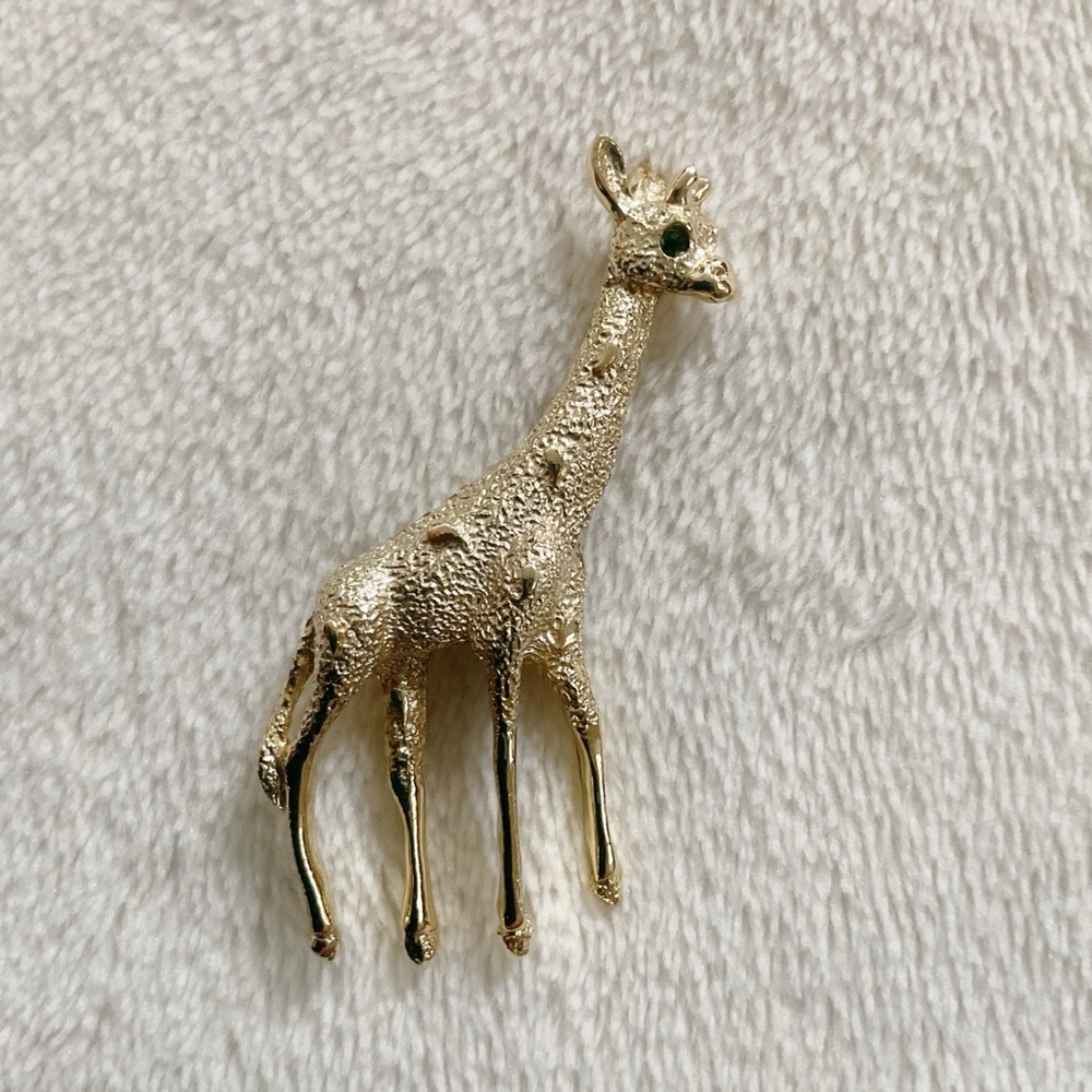 Vintage 1970s Giraffe Brooch Set – Mother & Baby Figural Animal Pins Rhinestone - Picture 8 of 13